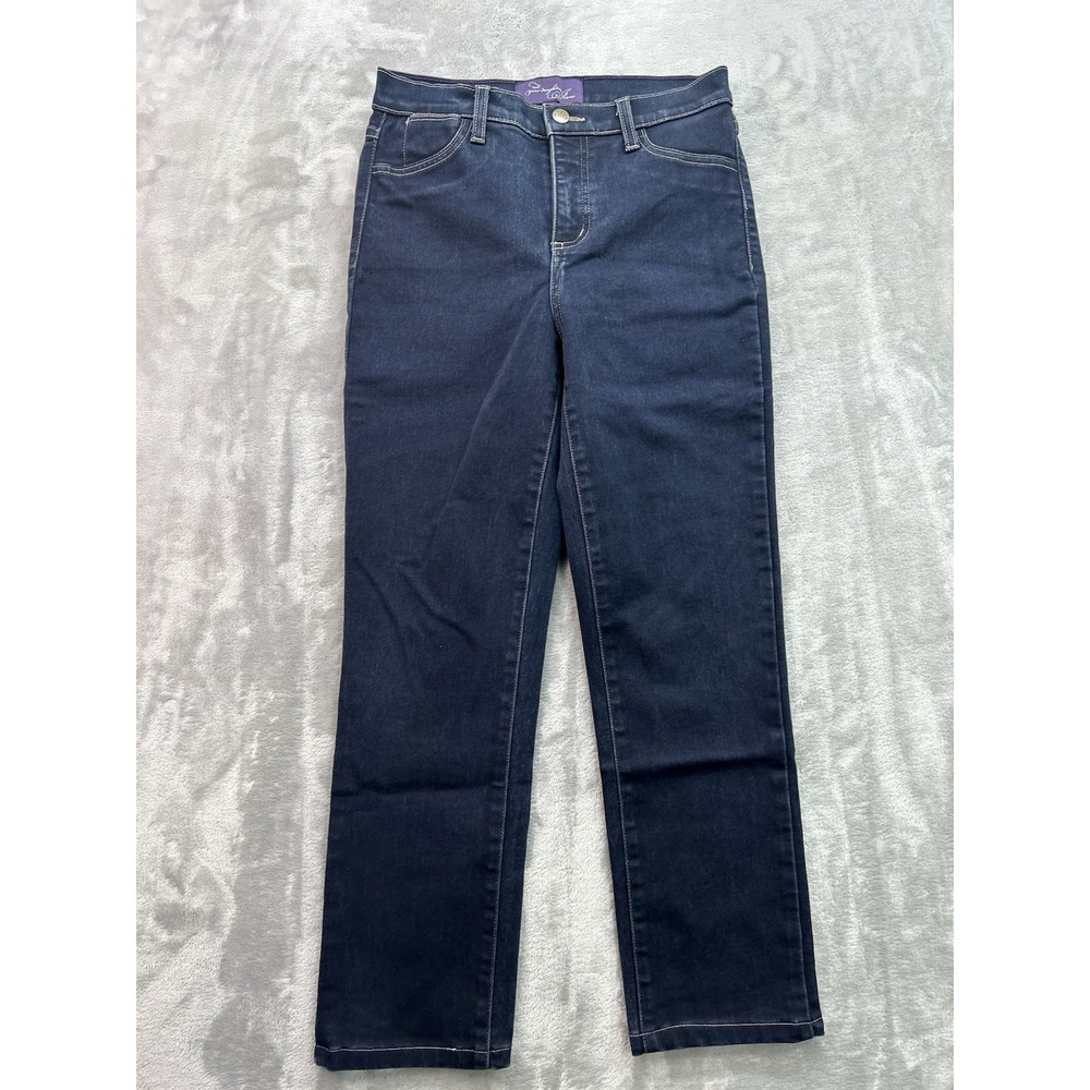 NYDJ Jeans Womens Sz 4 Dark Blue Crop Skinny Stretch Mid Rise Denim Lift Tuck